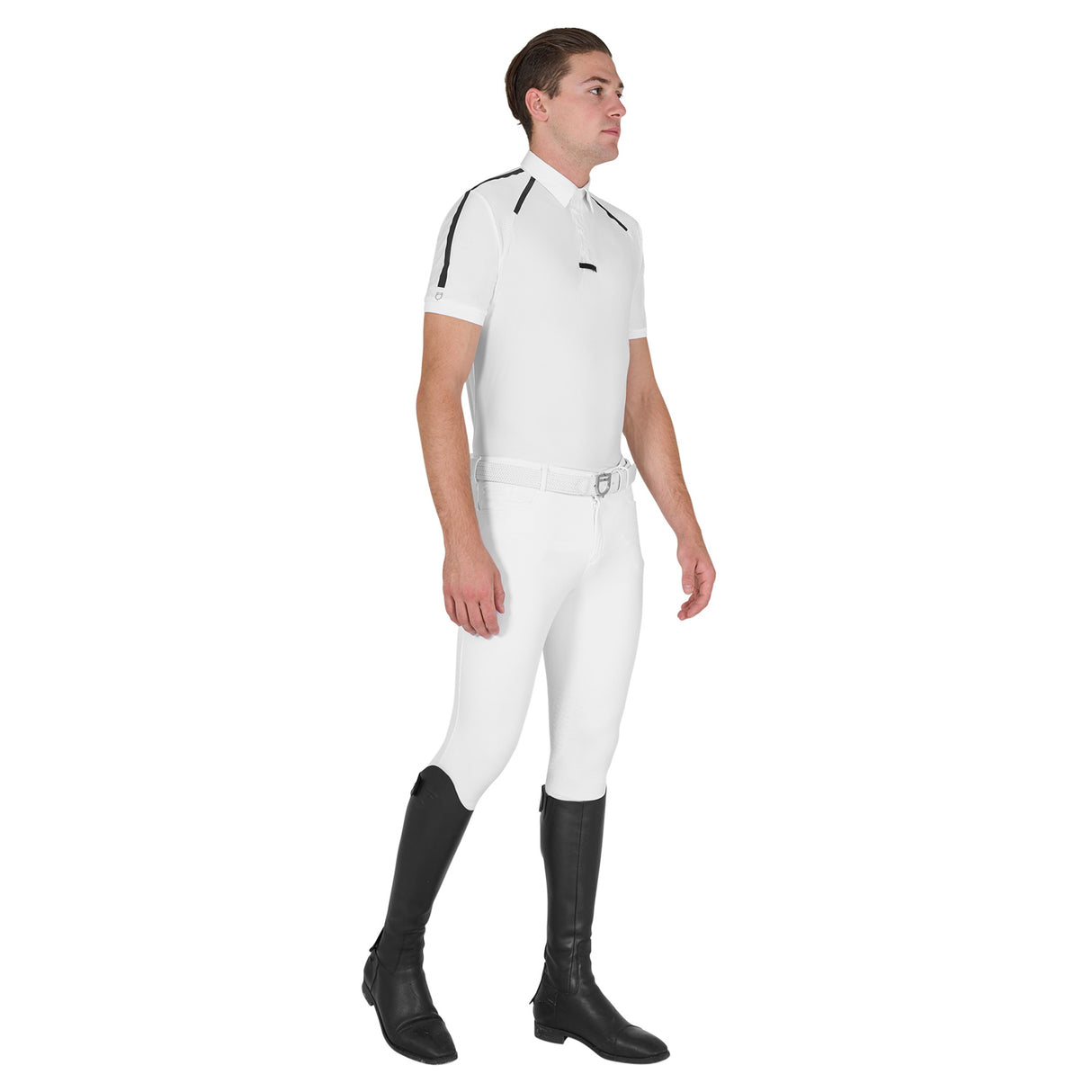 Equestro Men's Slim Fit Short Sleeve Competition Polo Shirt #colour_white