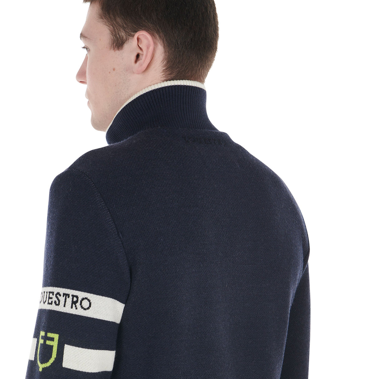 Equestro Men's Jacket In Nylon And Knit With Front Zip #colour_blue