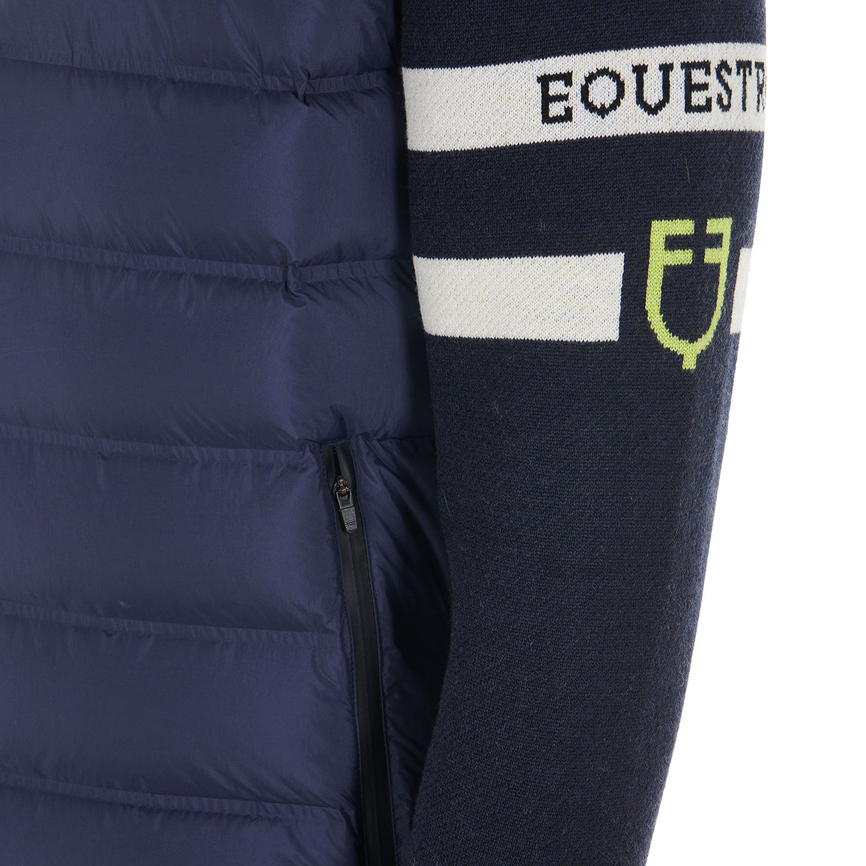 Equestro Men's Jacket In Nylon And Knit With Front Zip #colour_blue