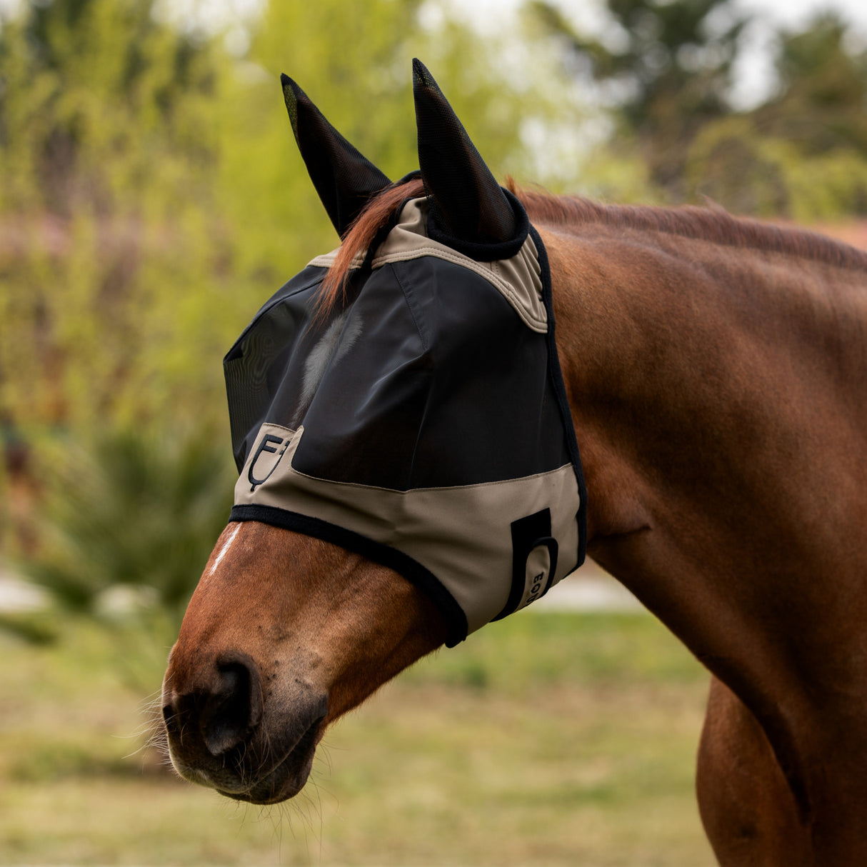 Fly mask with front logo