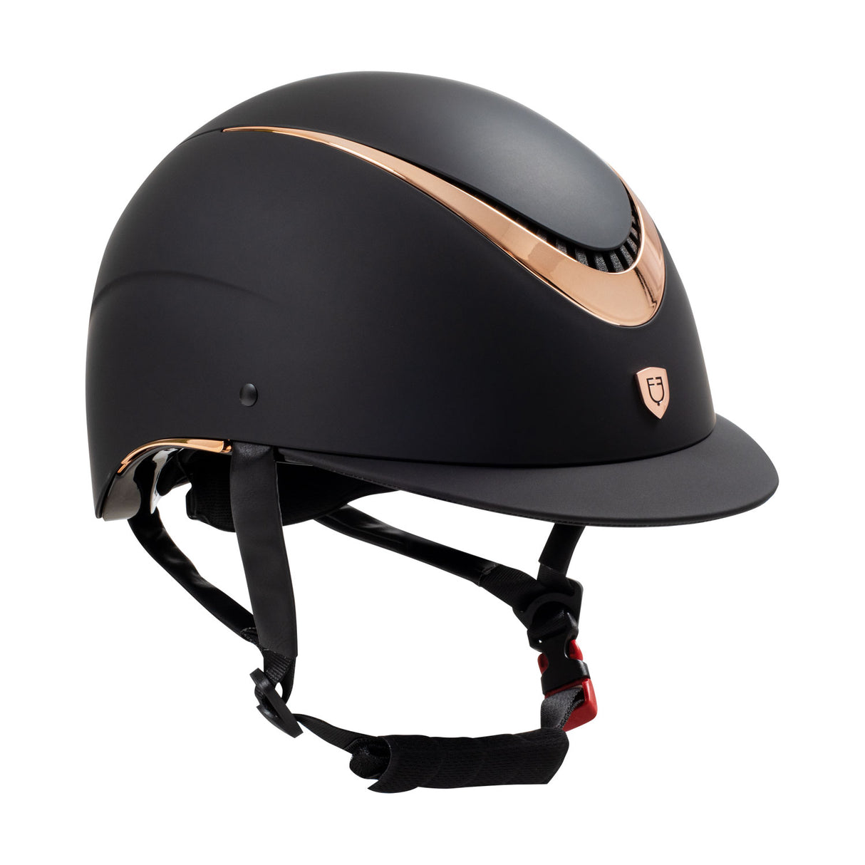 Equestro Unisex Helmet With Shiny Frame #colour_black-rose-gold