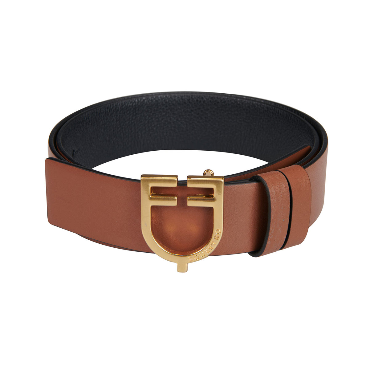 Equestro Double Face Smooth Leather Belt #colour_black-brown-gold