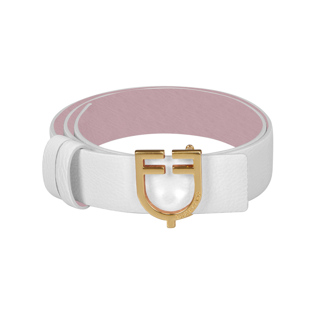 Equestro Double Face Smooth Leather Belt #colour_white-pink-gold