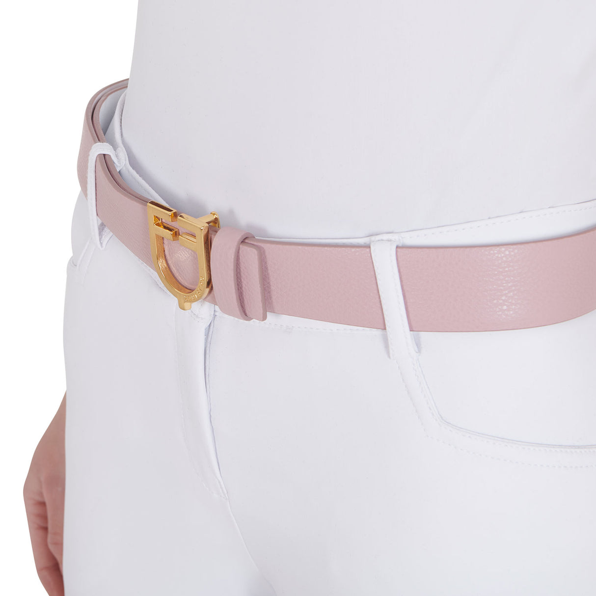 Equestro Double Face Smooth Leather Belt #colour_white-pink-gold