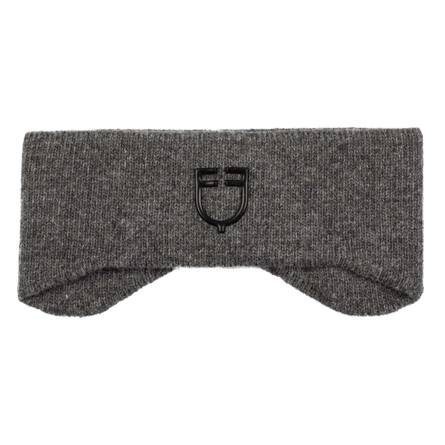 Equestro Unisex Ribbed Wool Earmuff Headband With Logo #colour_grey