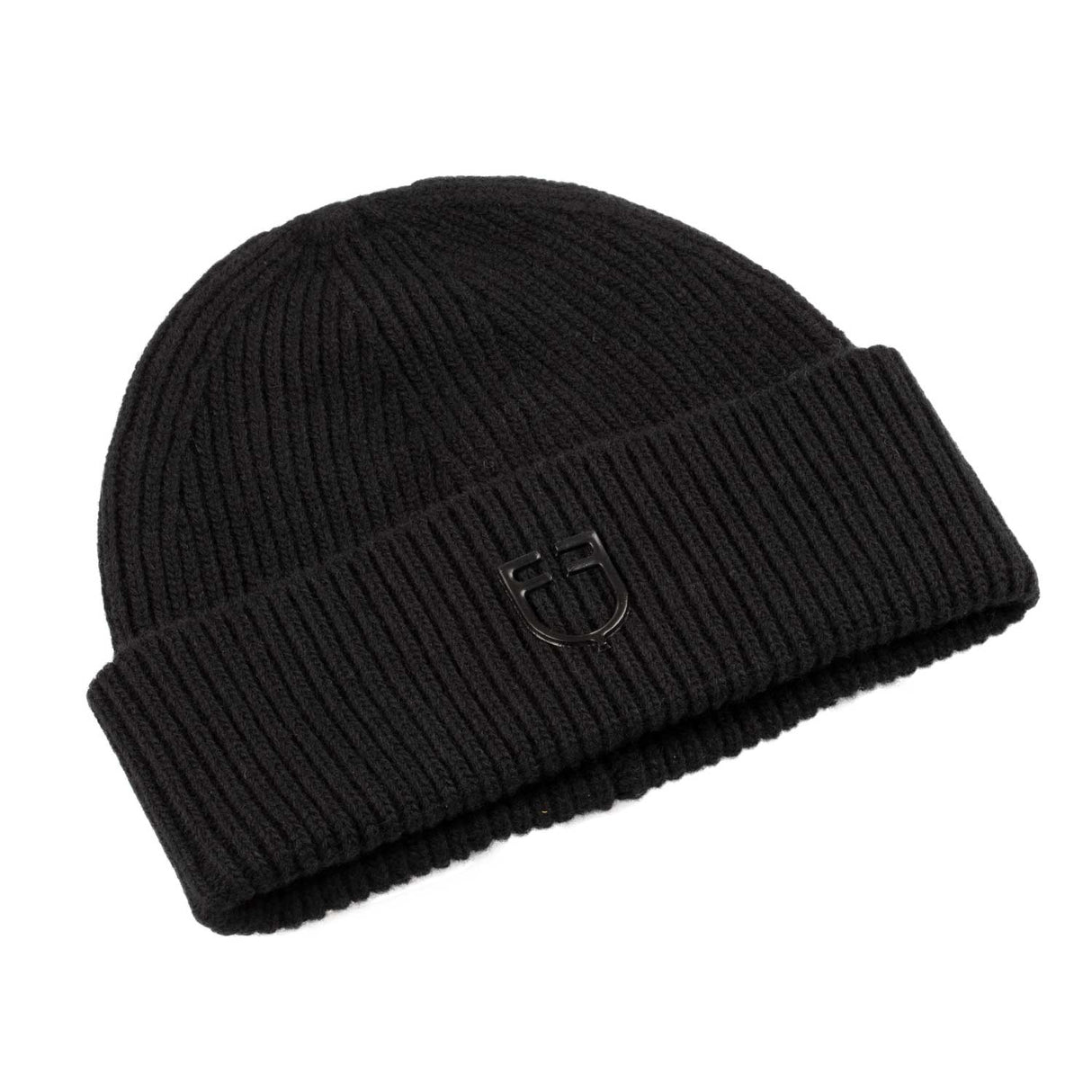 Equestro Unisex Knitted Texture Wool Beanie #colour_black