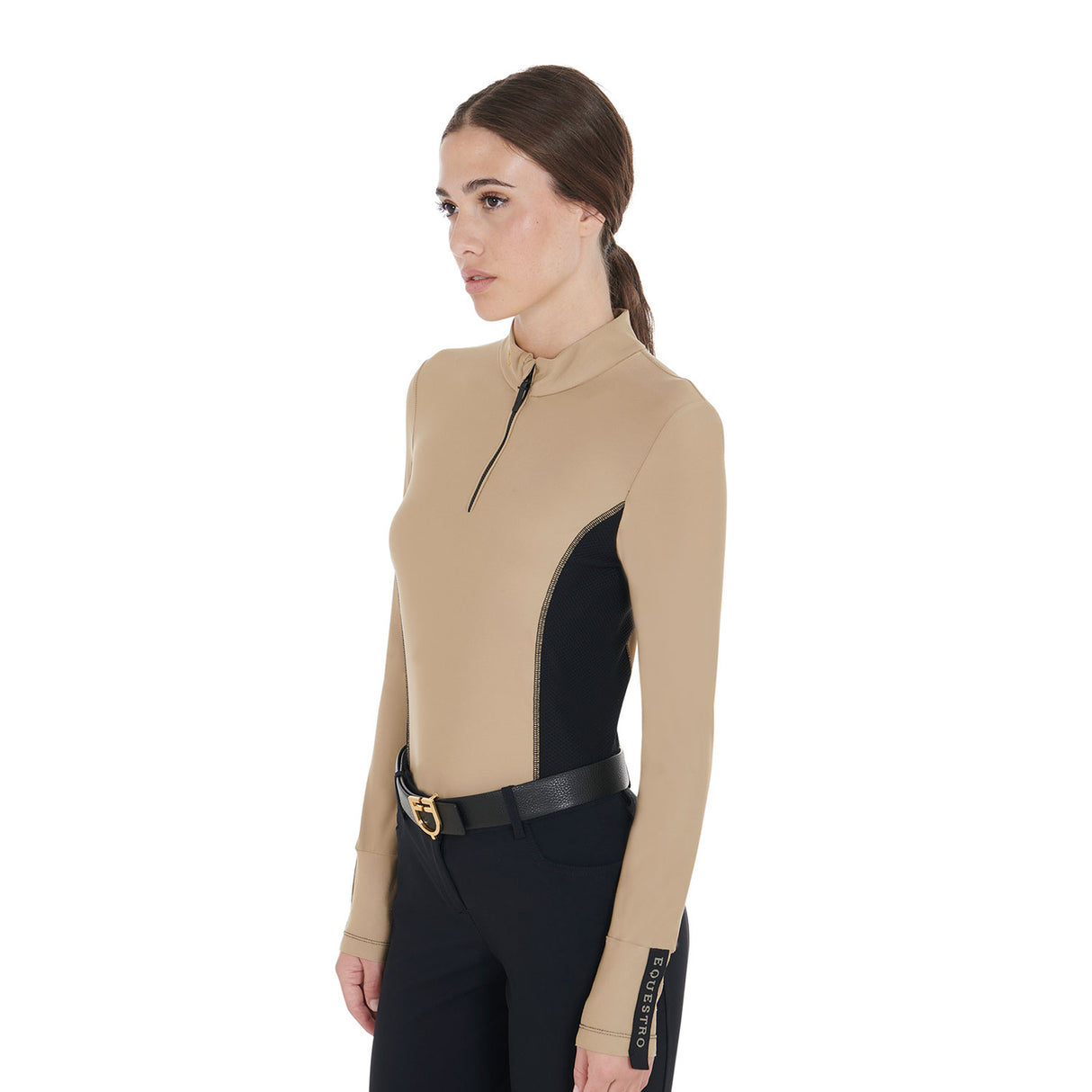 Equestro Women's Long-Sleeved Training Technical Polo Shirt