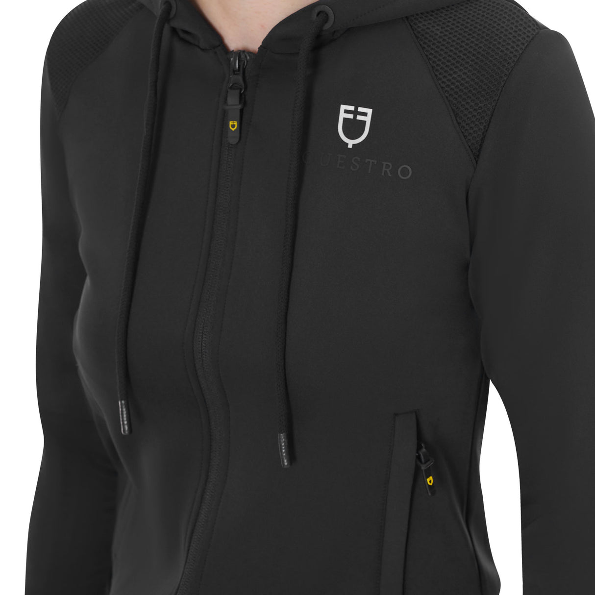 Equestro Women's Cropped Hoodie #colour_black