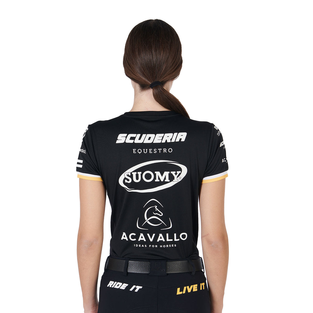 Equestro Women's Technical Fabric Multi Logo T-Shirt #colour_black