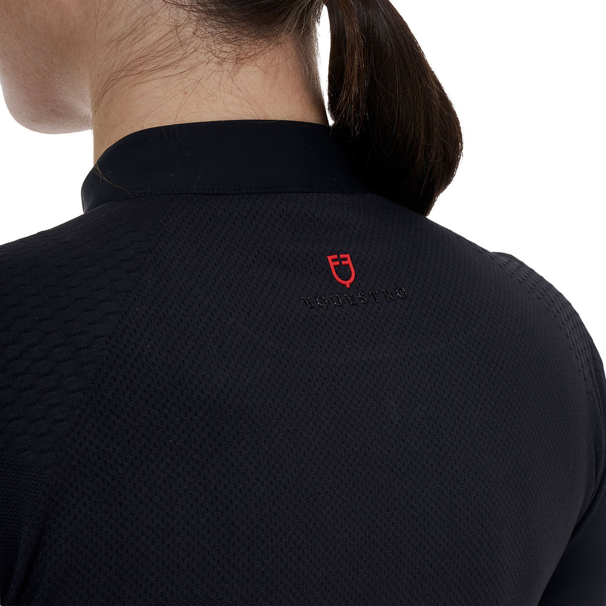Equestro Ridertechnology women's training polo shirt long sleeves and zip