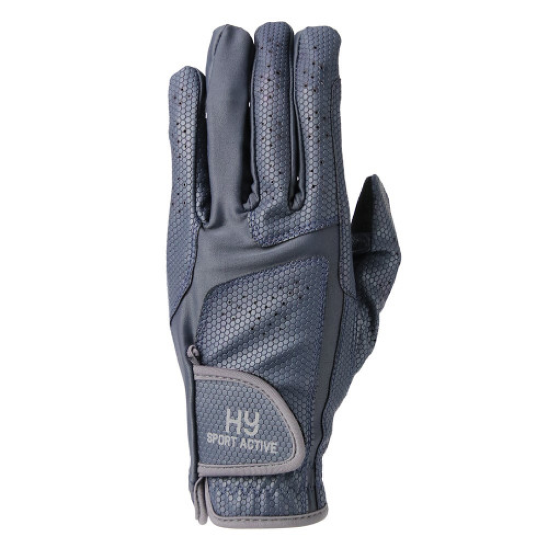 Hy Sport Active Young Rider Riding Gloves #colour_navy-pencil-point-grey
