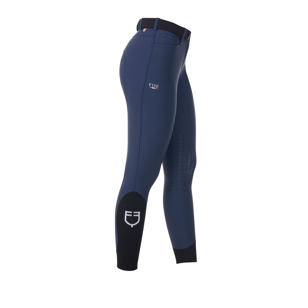 Equestro Women's Knee Grip Breeches Equestro X Fise #colour_blue