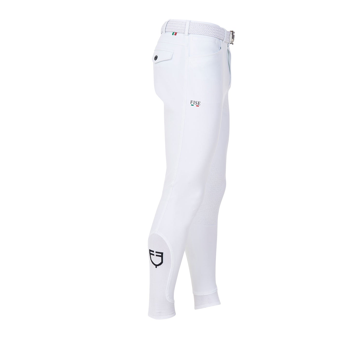 Equestro Men's Full Grip Breeches Equestro X Fise #colour_white