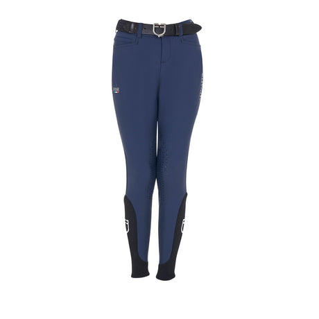 Equestro Kids' Unisex Knee Grip Breeches Equestro X Fise #colour_blue