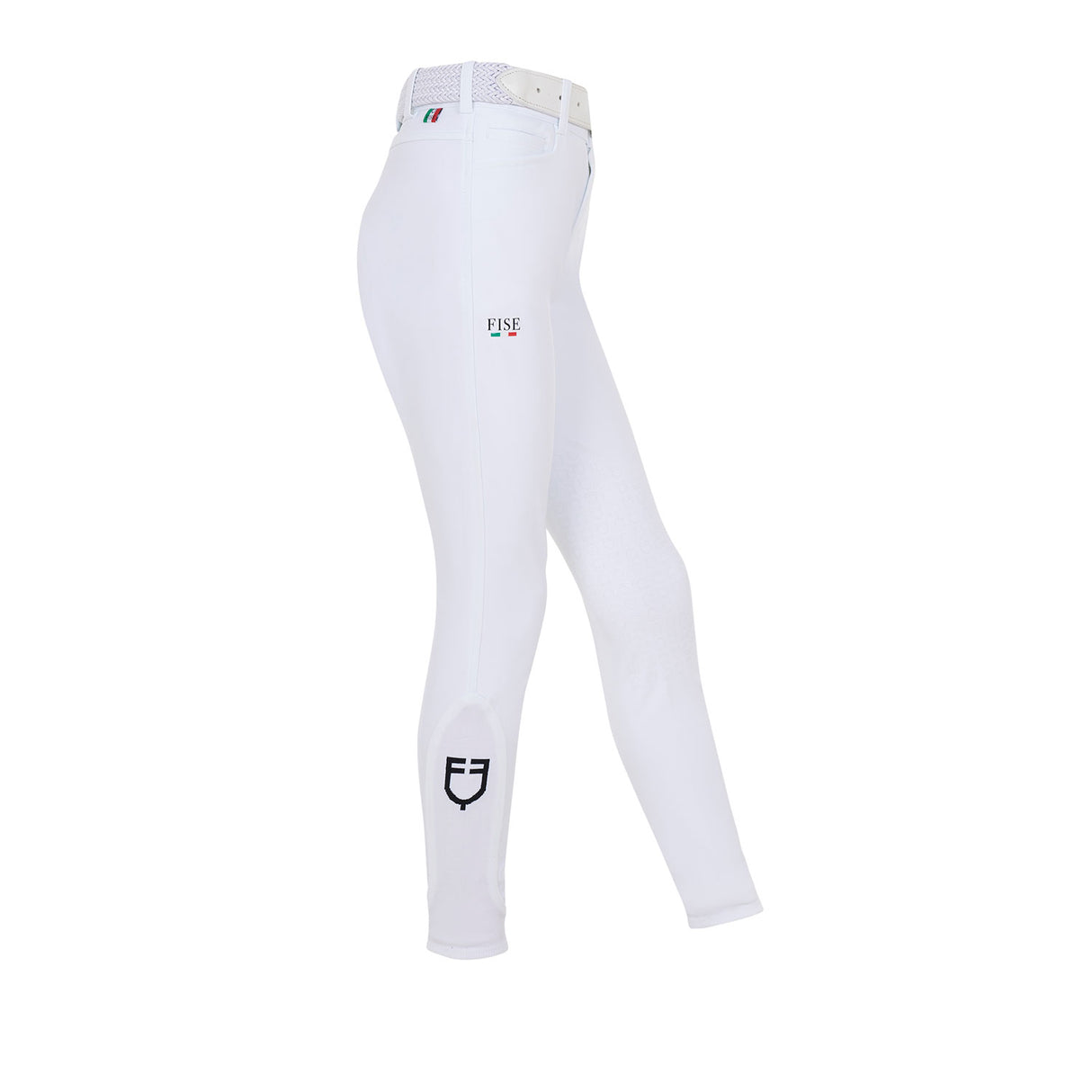 Equestro Kids' Unisex Knee Grip Breeches Equestro X Fise #colour_white