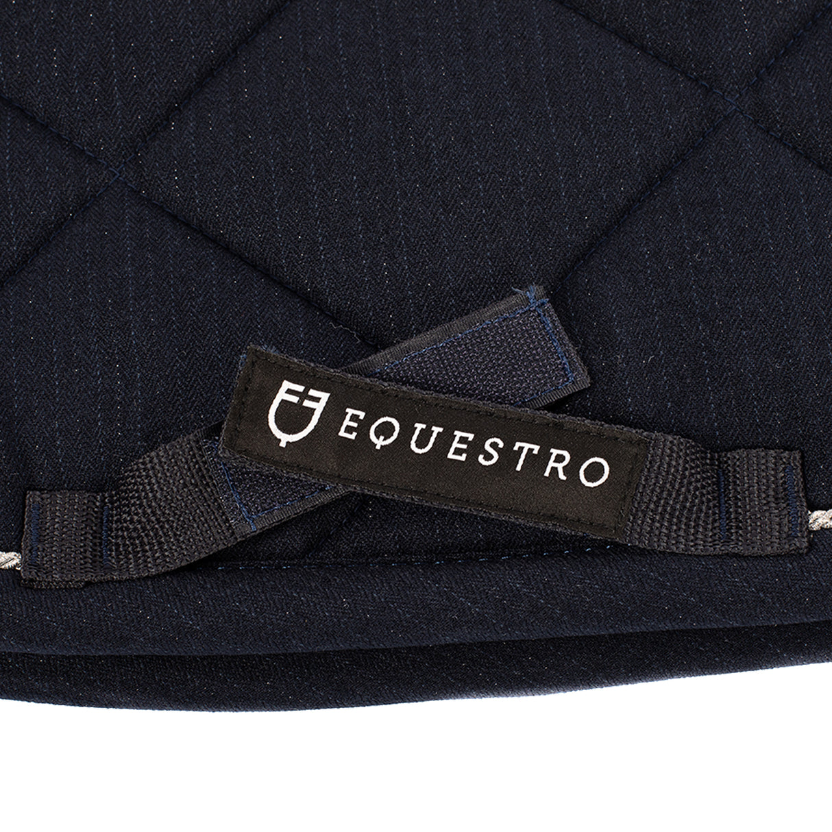 Equestro Jumping Saddle Pad In Cotton With Trimmings With Logo #colour_blue