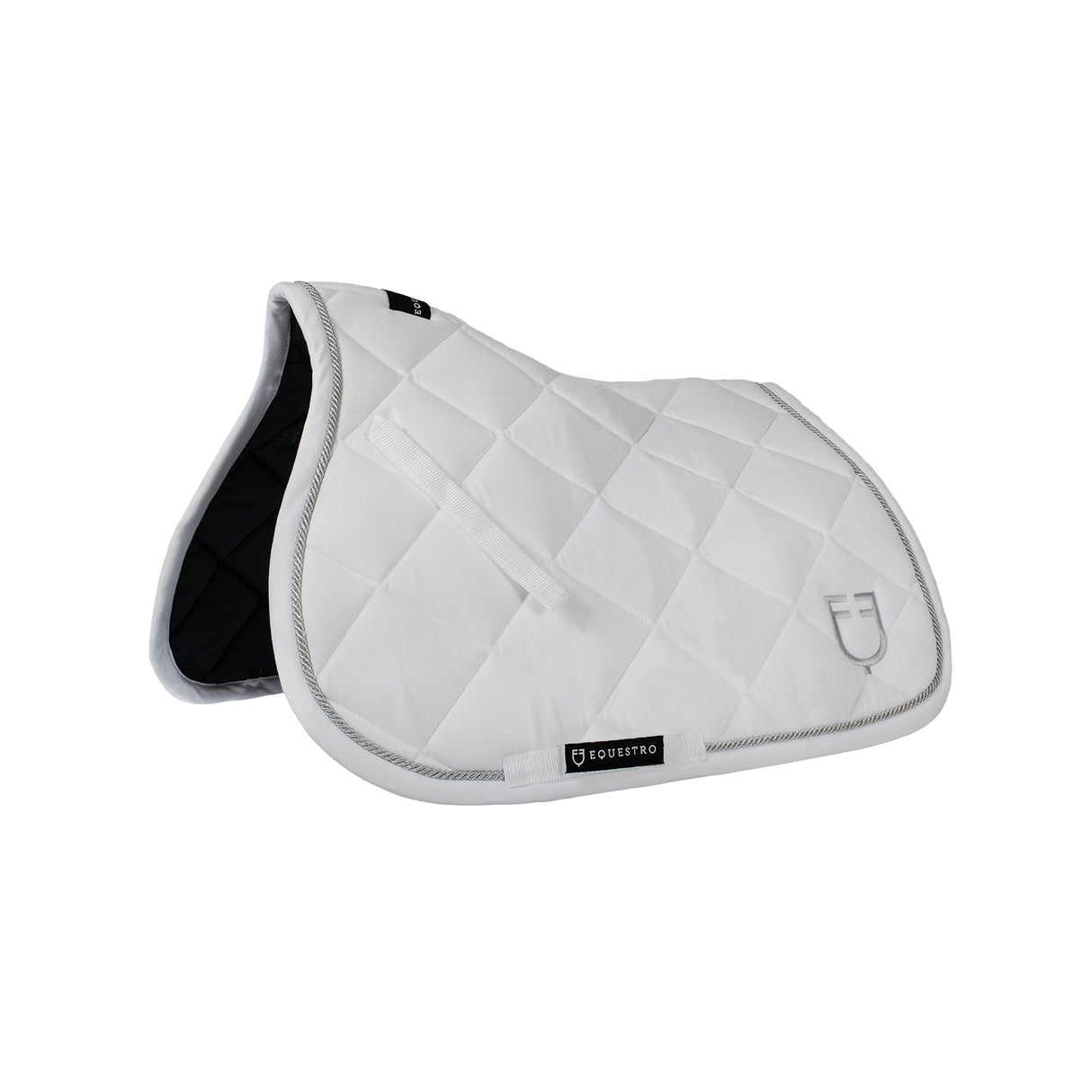 Equestro Jumping Saddle Pad In Cotton With Trimmings With Logo #colour_white