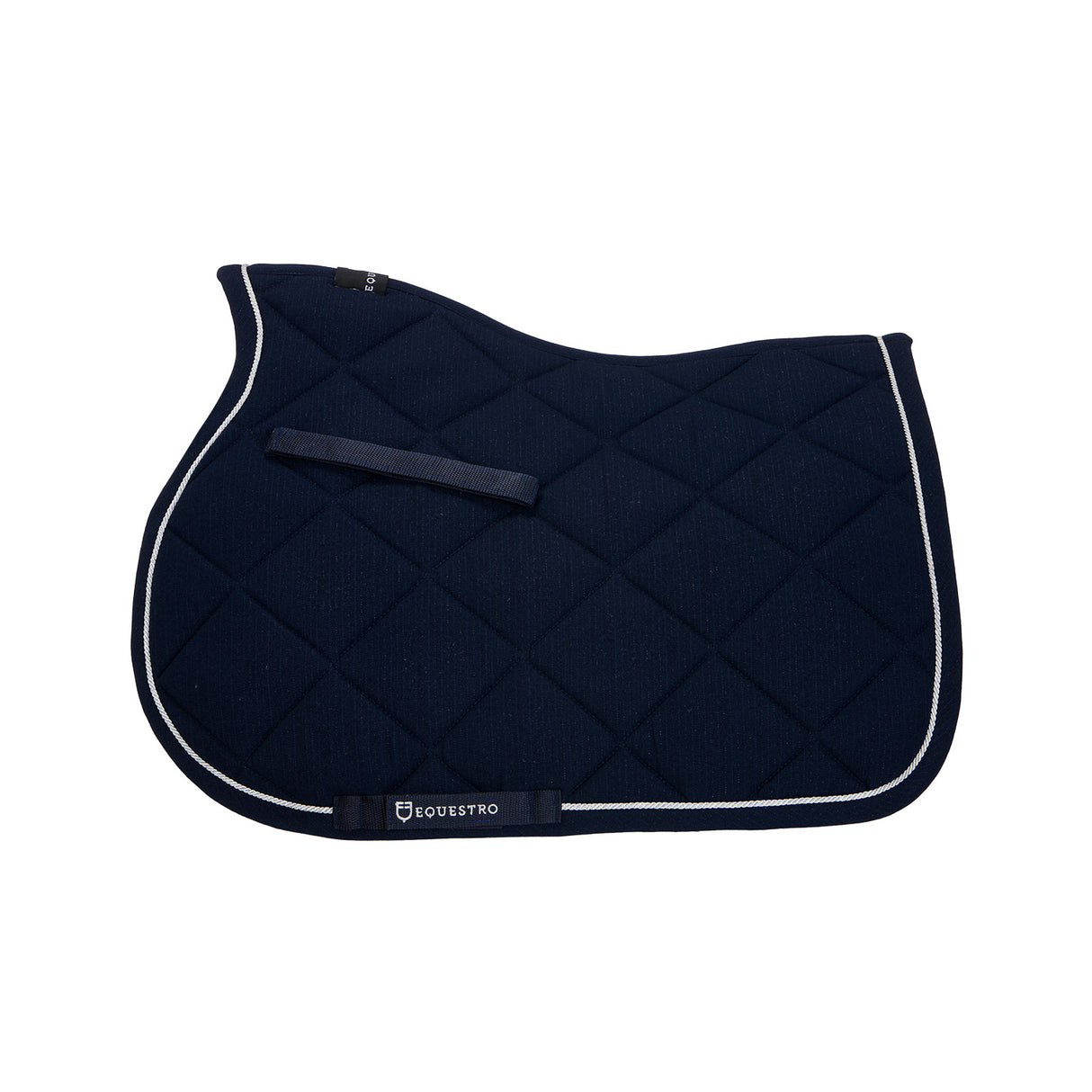 Equestro Jumping Saddle Pad In Cotton With Trimmings #colour_blue