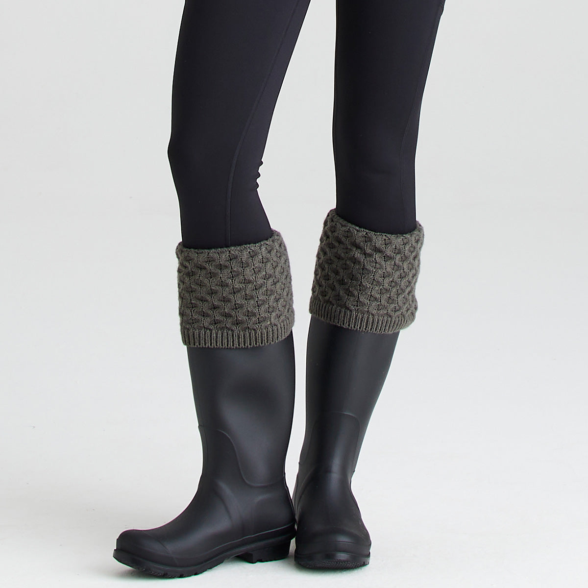 Double Cuff Welly Sock - Moss