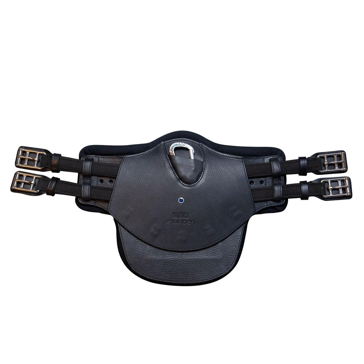 Stubben Equi-Soft® Belly Stud Girth with Cover - Black #colour_vachette-leather-ebony
