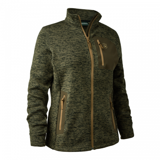 Deerhunter Sarek Ladies Knitted Jacket #colour_olive-night-melange