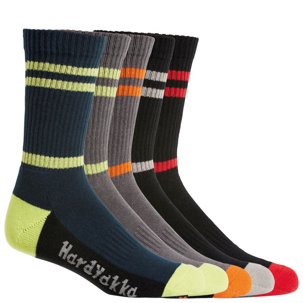 Hard Yakka Crew Five Pack Worksock #colour_multi