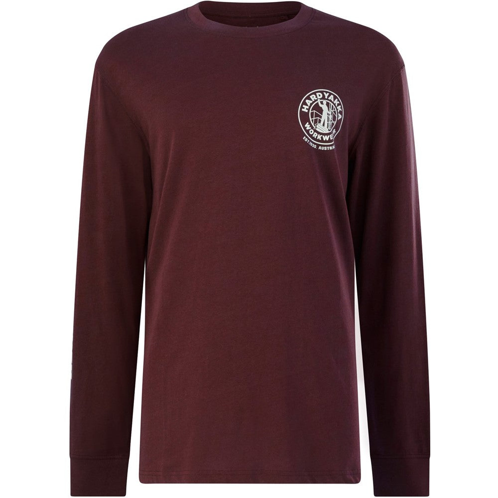 Hard Yakka Heritage Icon Long Sleeve Tee #colour_burgundy