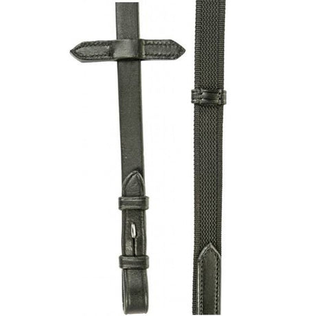 HKM Reins Interwoven with Rubber
