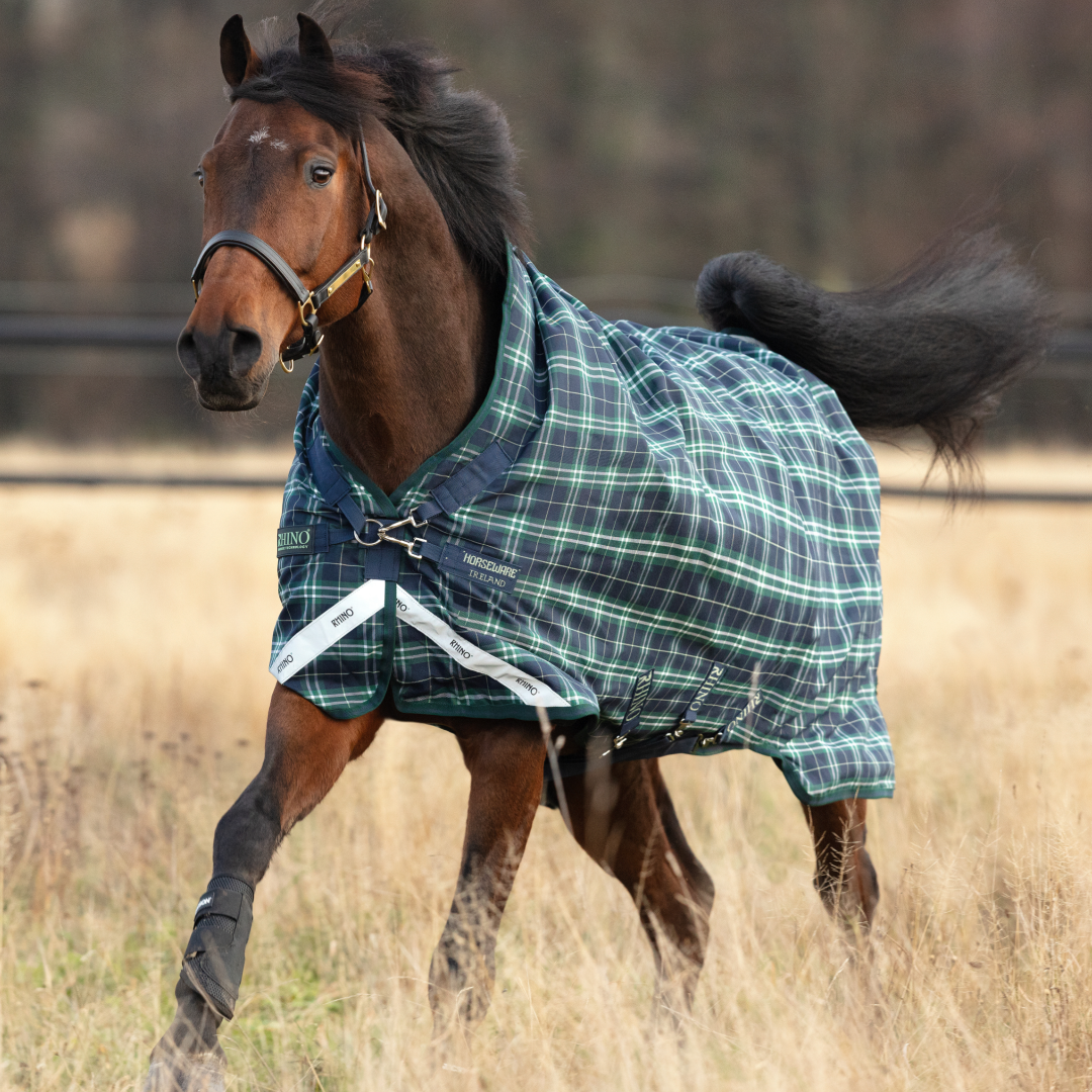 Horseware Ireland Rhino Wug with Vari Layer Lite 100g #colour_hunter-check-navy-green