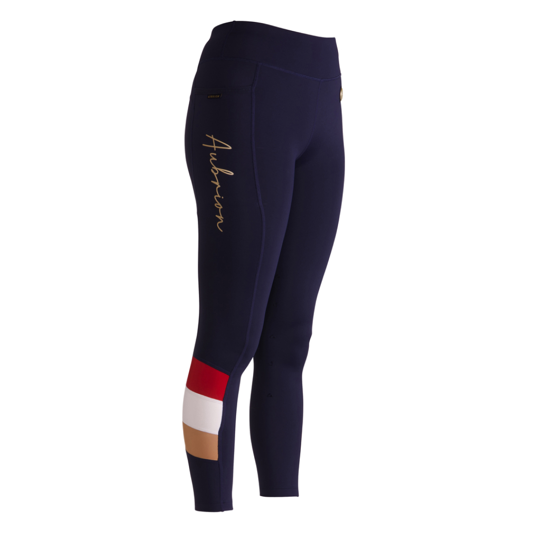 Shires Aubrion Ladies Team Shield Riding Tights #colour_navy