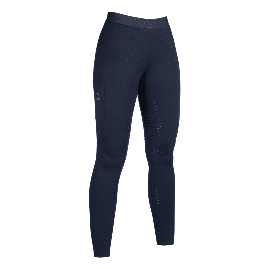 HKM Bella Silicone Full Seat Riding Leggings #colour_deep-blue