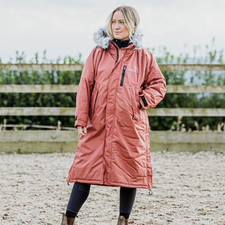 EQUIDRY Women's Thick Fleece Evolution Faux Fur Hood #colour_chestnut