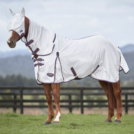 WeatherBeeta ComFiTec Essential Mesh II Combo Neck Fly Rug #colour_white-maroon-grey