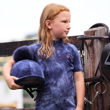 Shires Aubrion Maids Revive Short Sleeve Base Layer #colour_navy-tie-dye