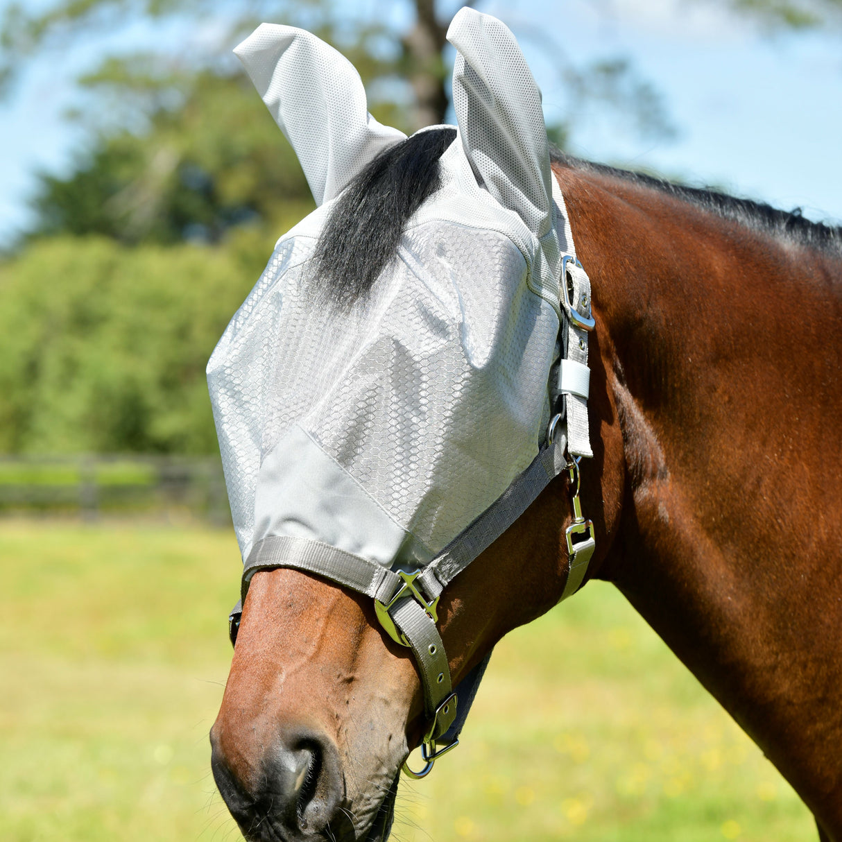 Weatherbeeta Comfitec Hexi Shield Dual Fly Mask #colour_silver-silver