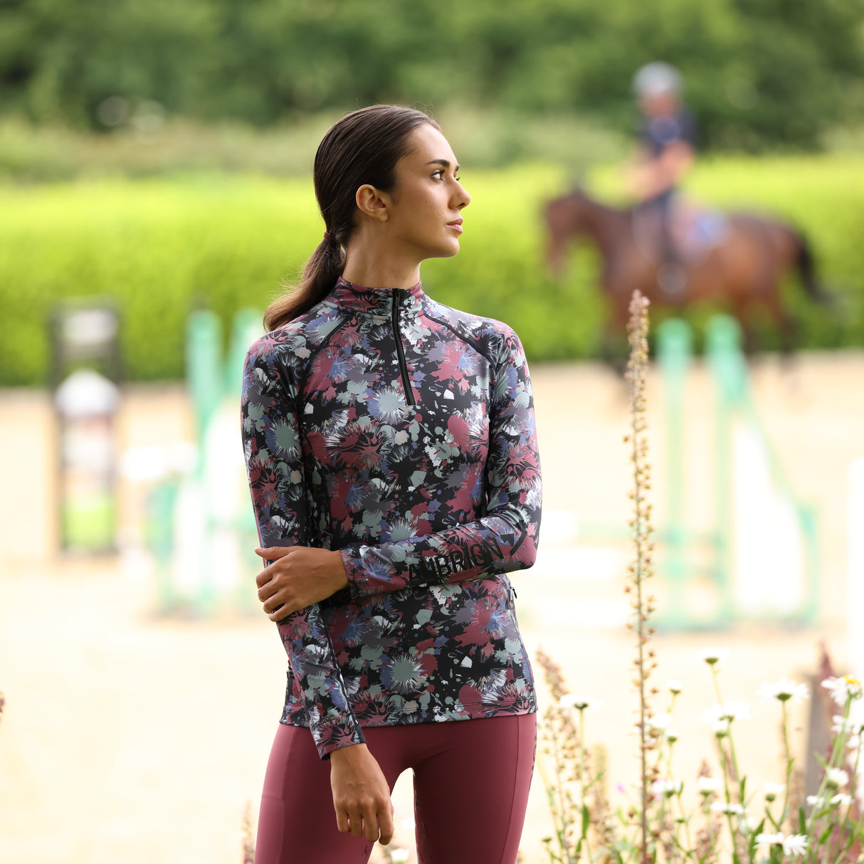 Shires Aubrion Ladies React Long Sleeve Base Layer #colour_abstract