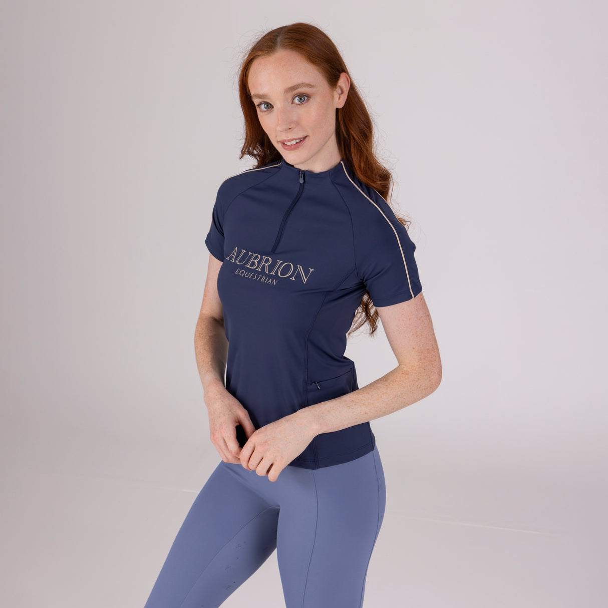 Shires Aubrion Equestrian Short Sleeve Base Layer #colour_midnight
