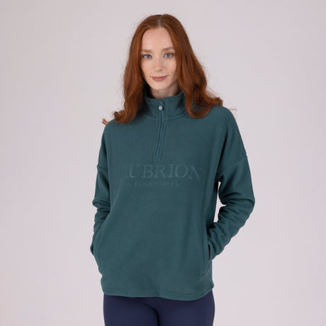 Shires Aubrion Equestrian Quarter Zip Fleece #colour_midnight-taupe