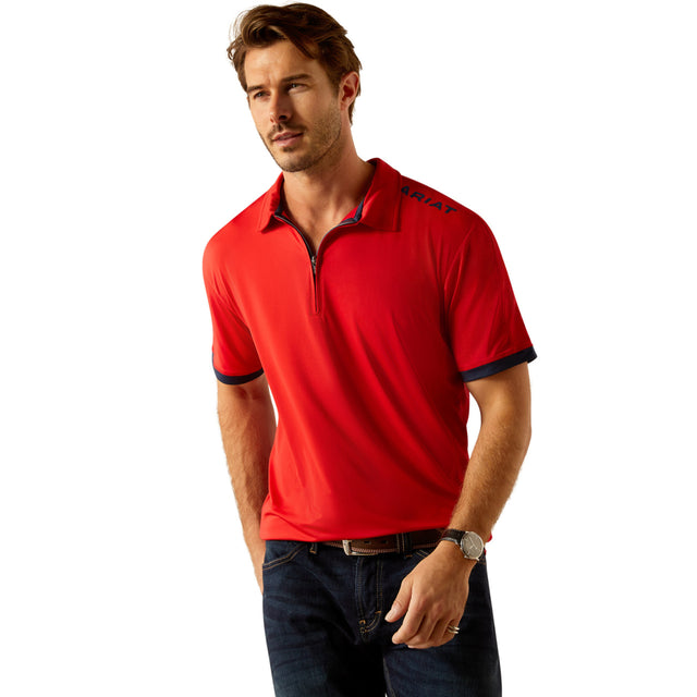 Ariat Men's Bandera 1/4 Zip Polo #colour_weg-red