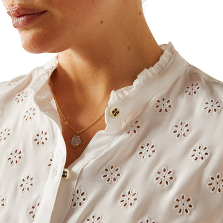 Ariat Women's Clarion Long Sleeve Blouse #colour_white-eyelet