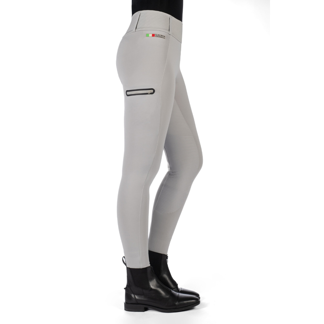 HKM Women's Silicone Full Seat Riding Tights -Livigno- #colour_stone-grey