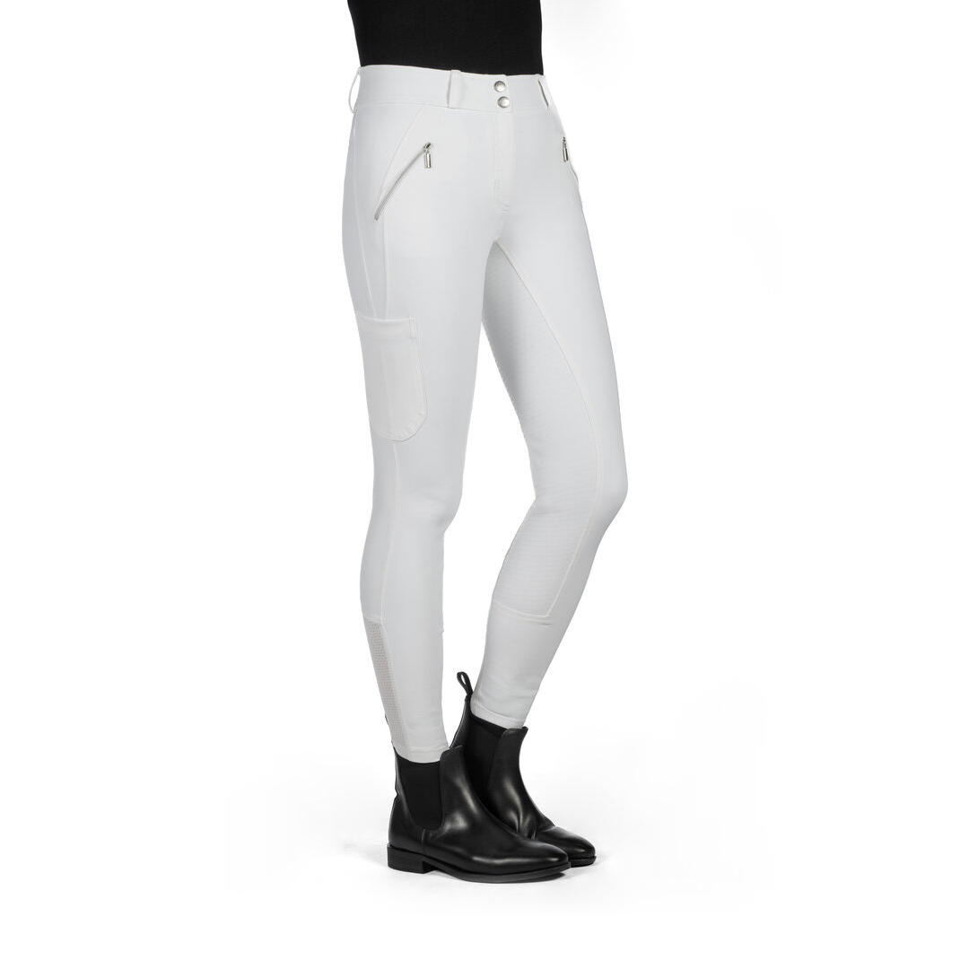 HKM Women's Alos Full Seat Riding Breeches Lia High Waist #colour_white