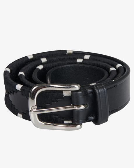 Equestro English Belt With Contrasting Embroidery #colour_black