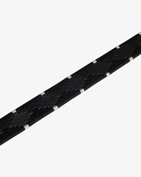 Equestro English Belt With Contrasting Embroidery #colour_black