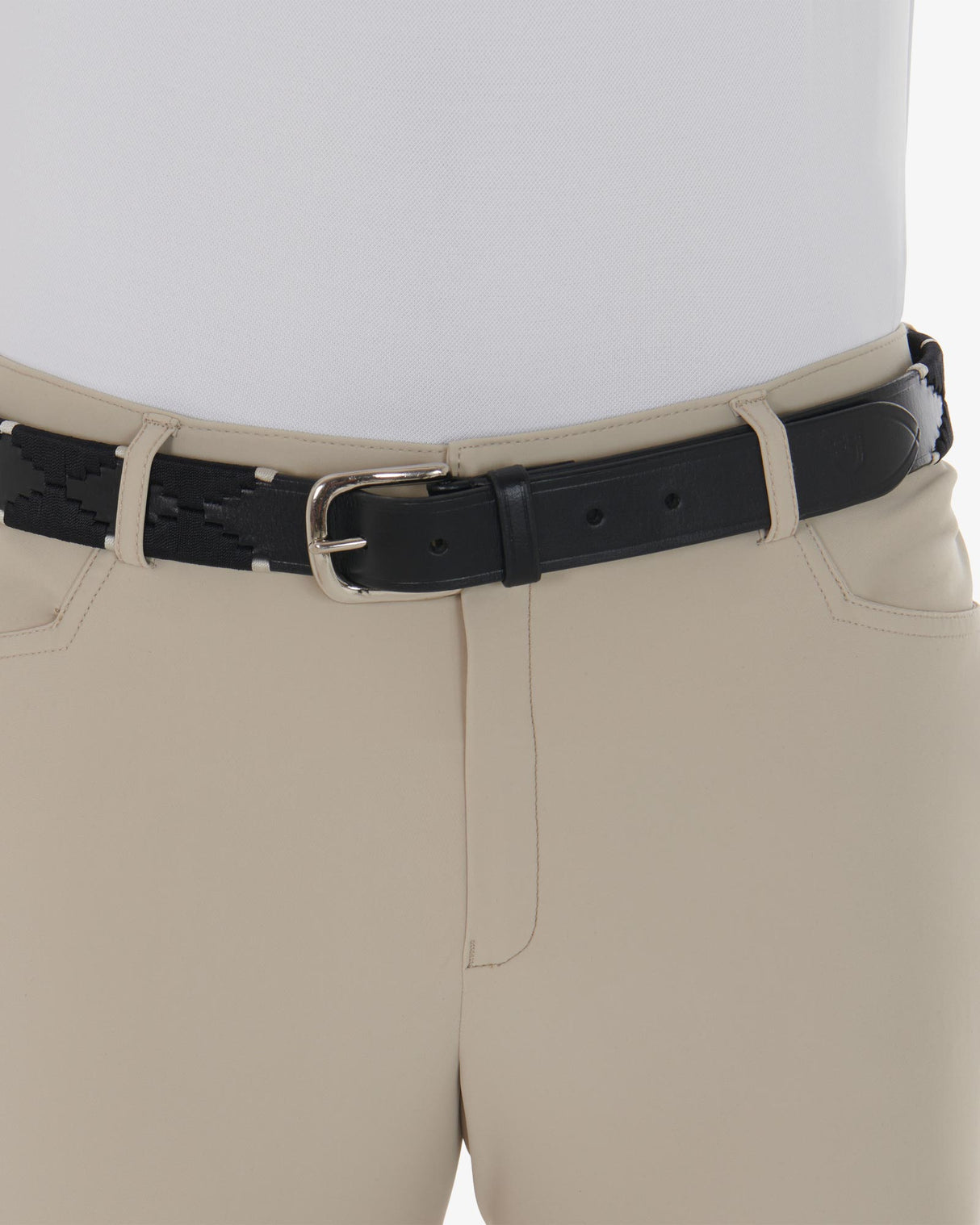 Equestro English Belt With Contrasting Embroidery #colour_black