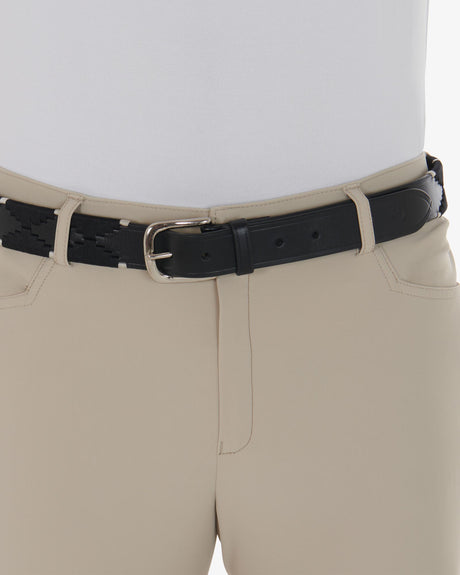 Equestro English Belt With Contrasting Embroidery #colour_black