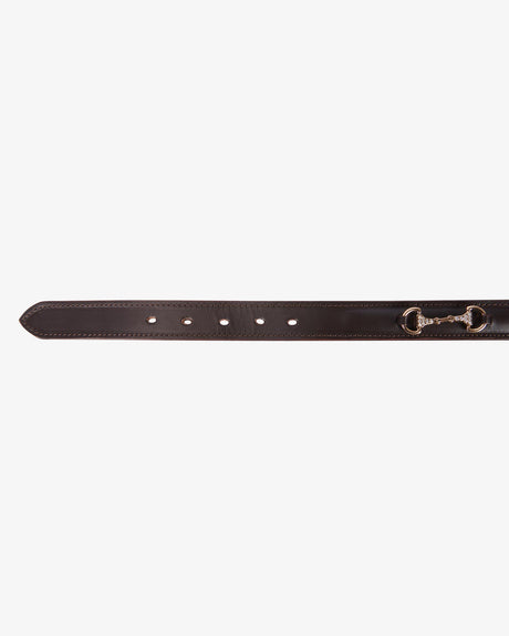 Equestro Leather Belt With Snaffle Bits And Rhinestones #colour_brown-gold