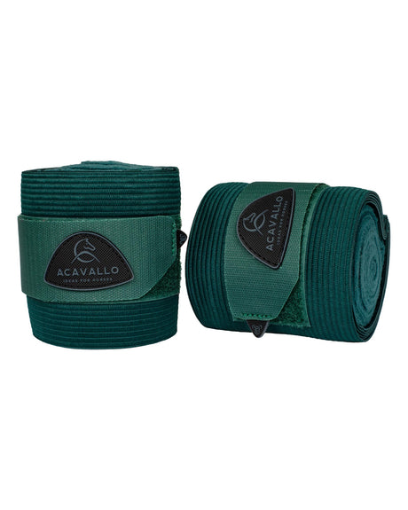 Acavallo Elasticated Exercise Bandages Fleece #colour_green