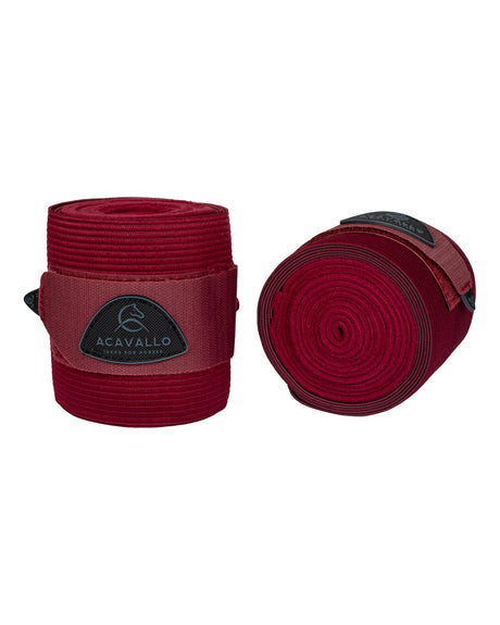 Acavallo Elasticated Exercise Bandages Fleece #colour_burgundy
