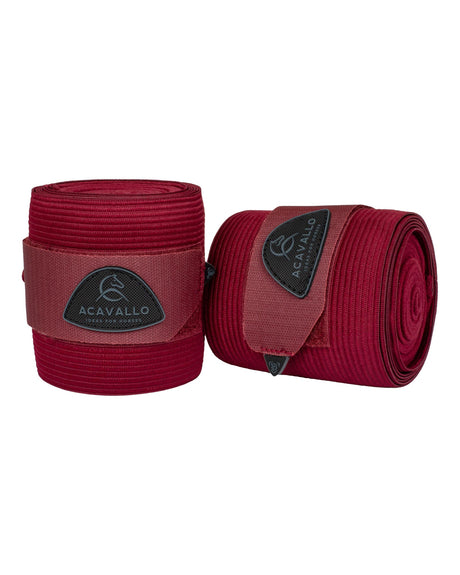 Acavallo Elasticated Exercise Bandages Fleece #colour_burgundy